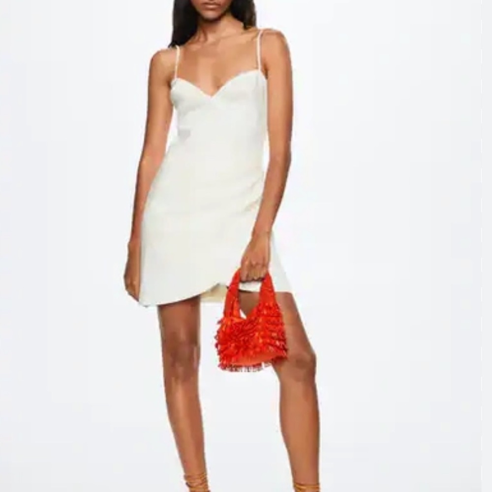 Mango Pleated Linen-Blend Dress